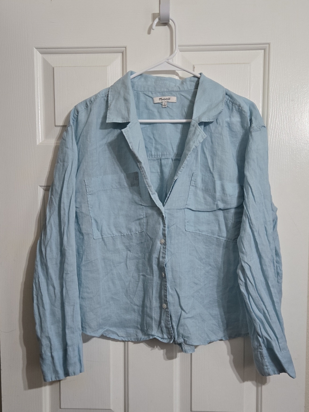 Madewell Light Blue Casual Linenlike Ramie Button-Down Shirt